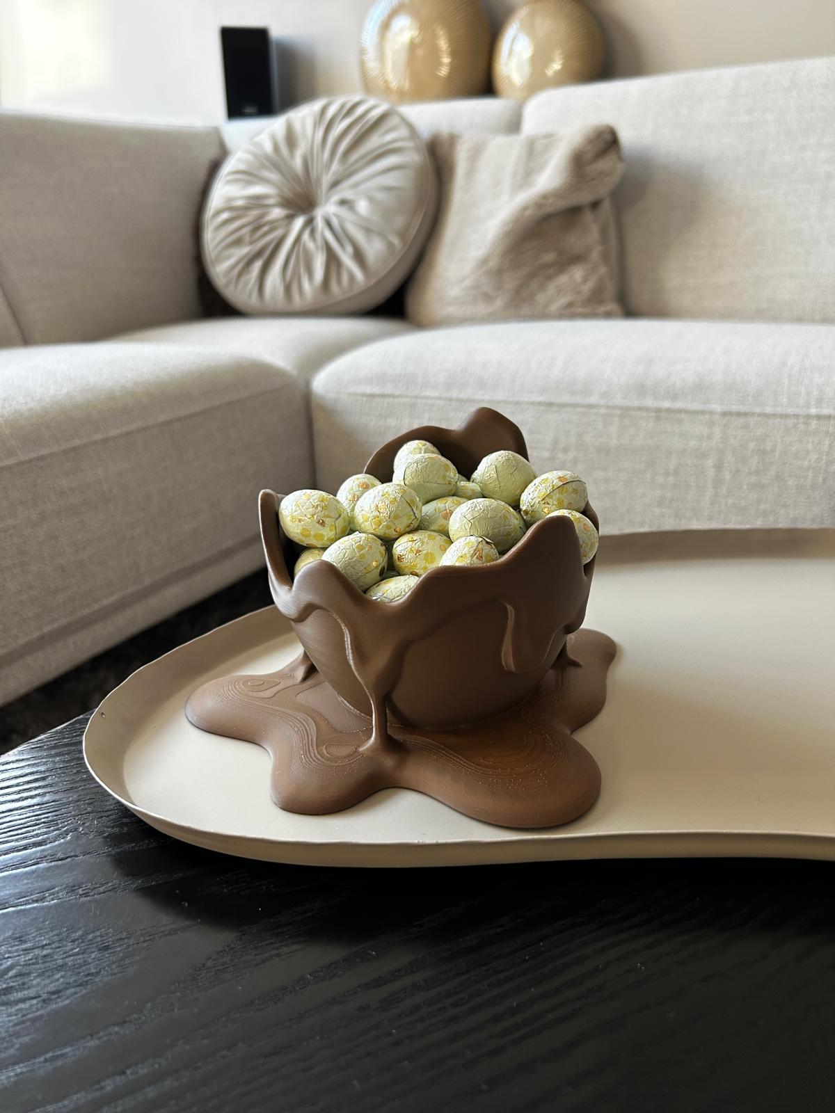 Melted chocolate egg