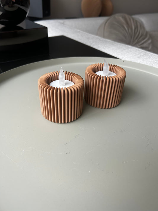 Ribbed tealight (Set 2 stuks)