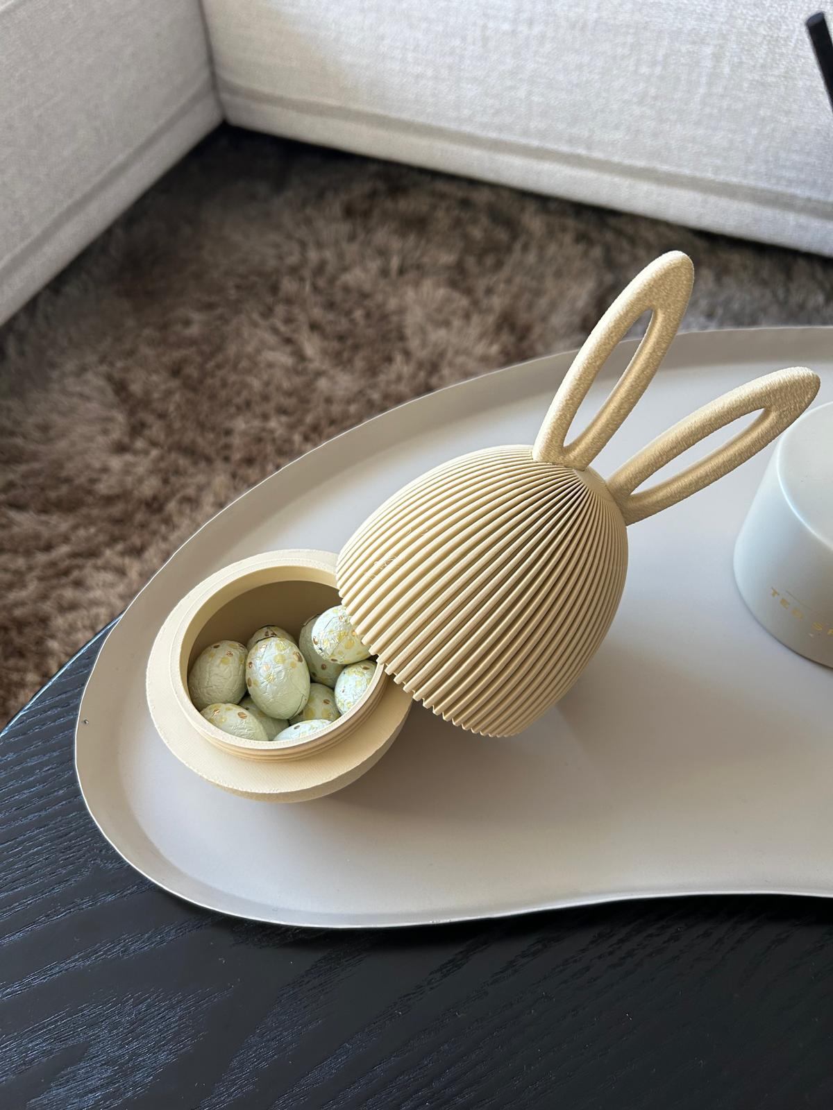 Striped bunny egg container