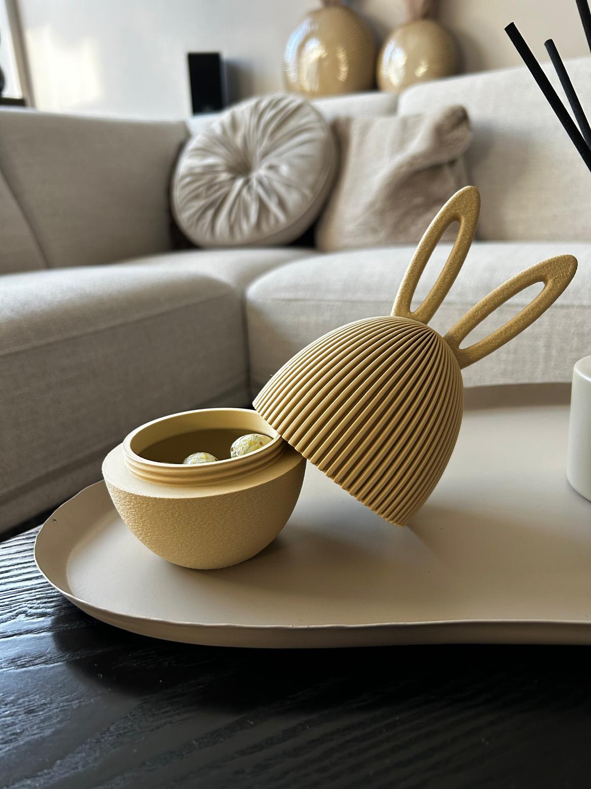 Striped bunny egg container